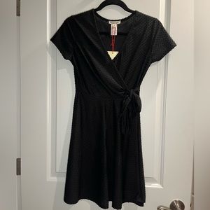 NWT Black Textured Wrap Dress